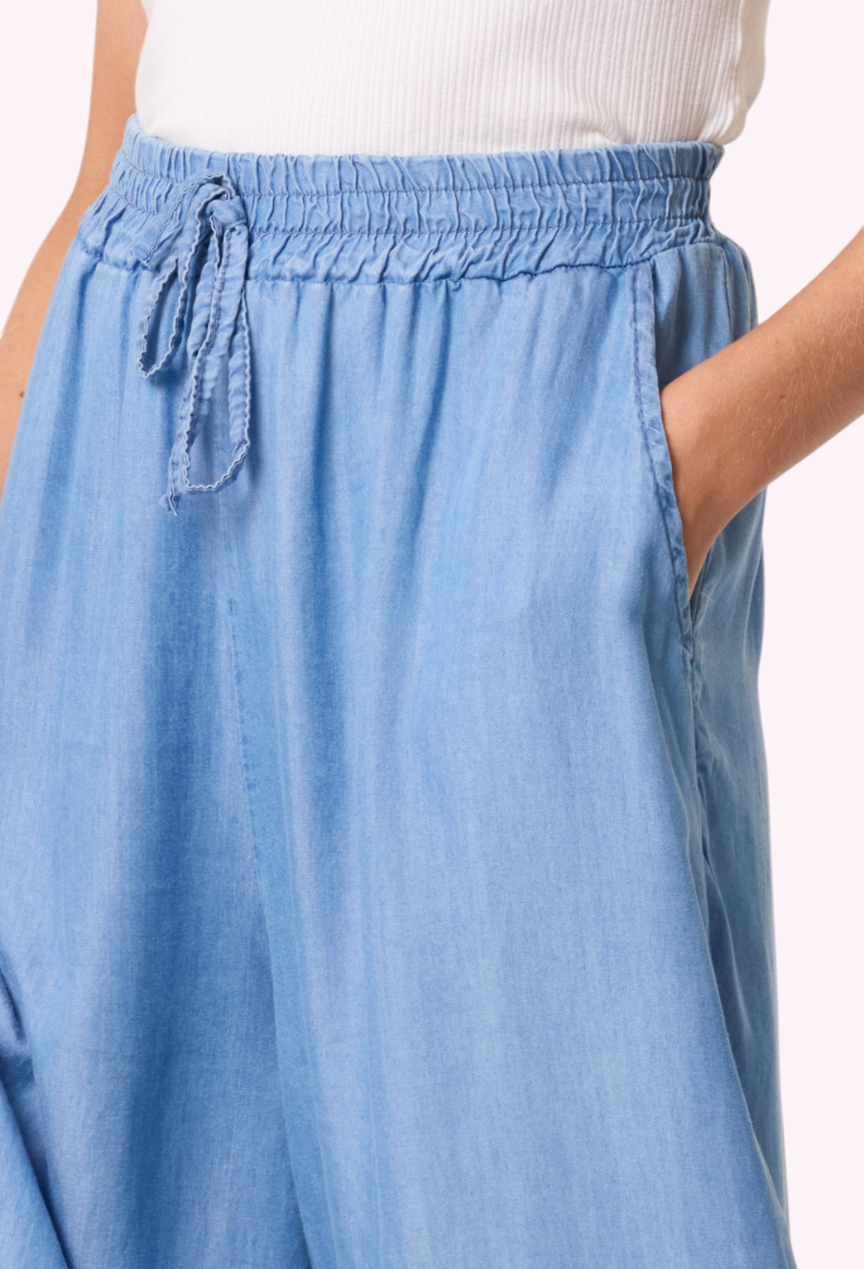 Extra long chambray style trousers
