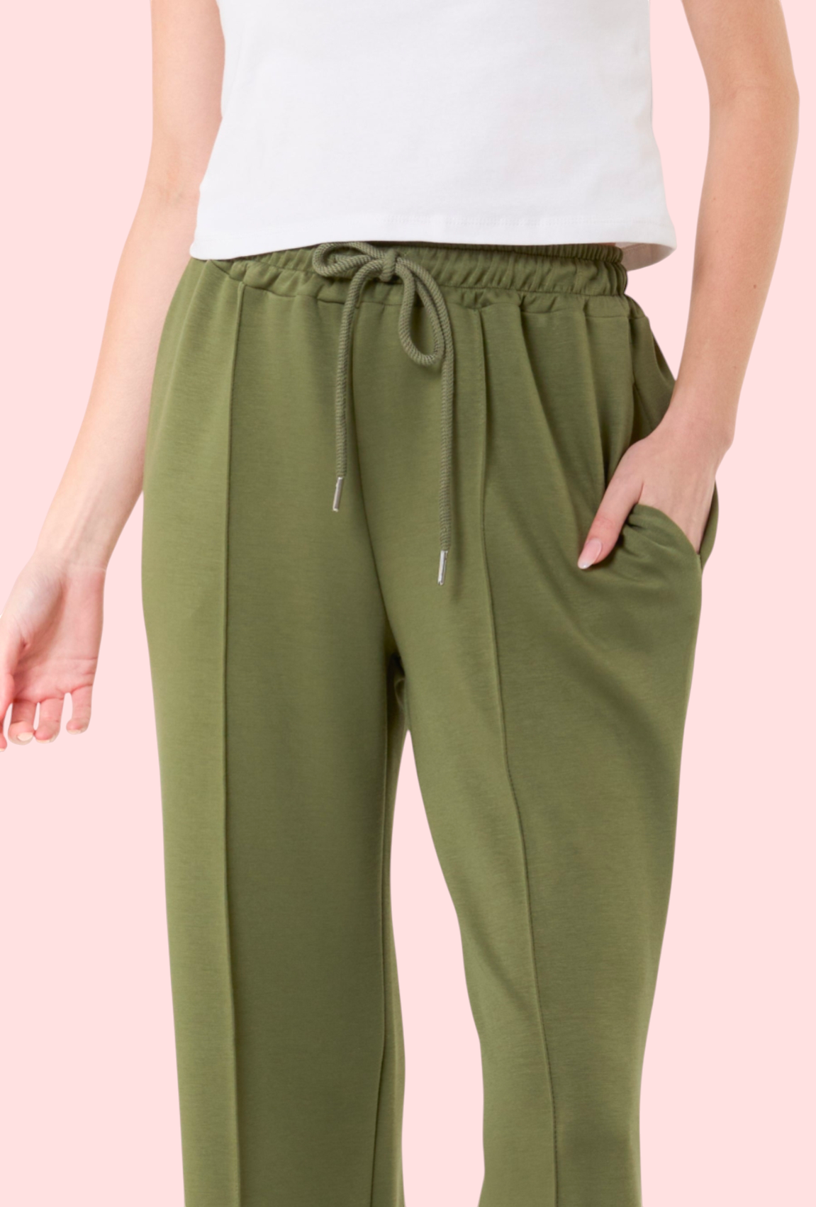 Soft wide leg trousers deep olive