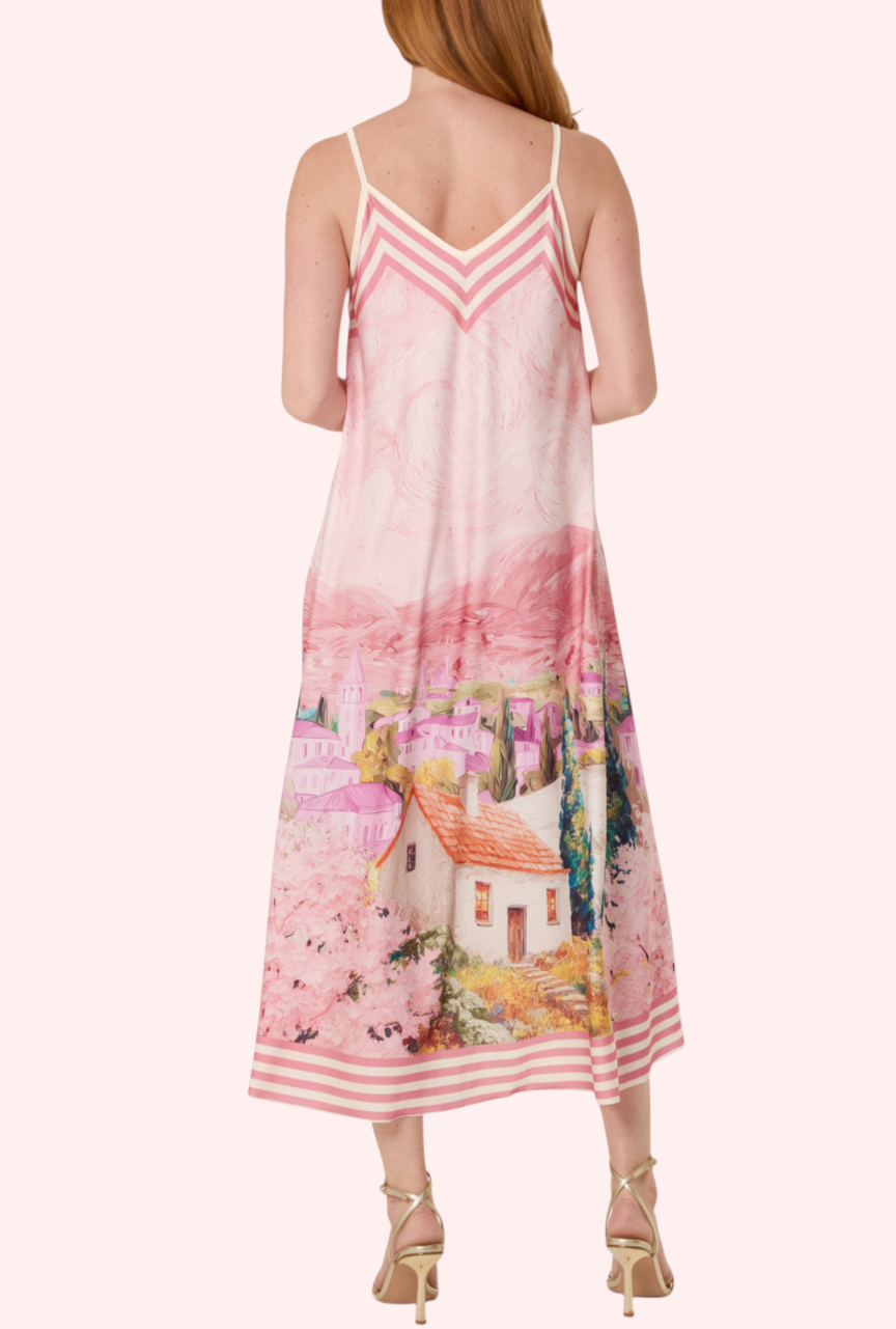 Italian landscape dress blush