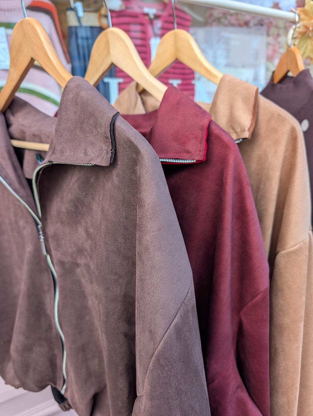 Puff ball faux suede jacket