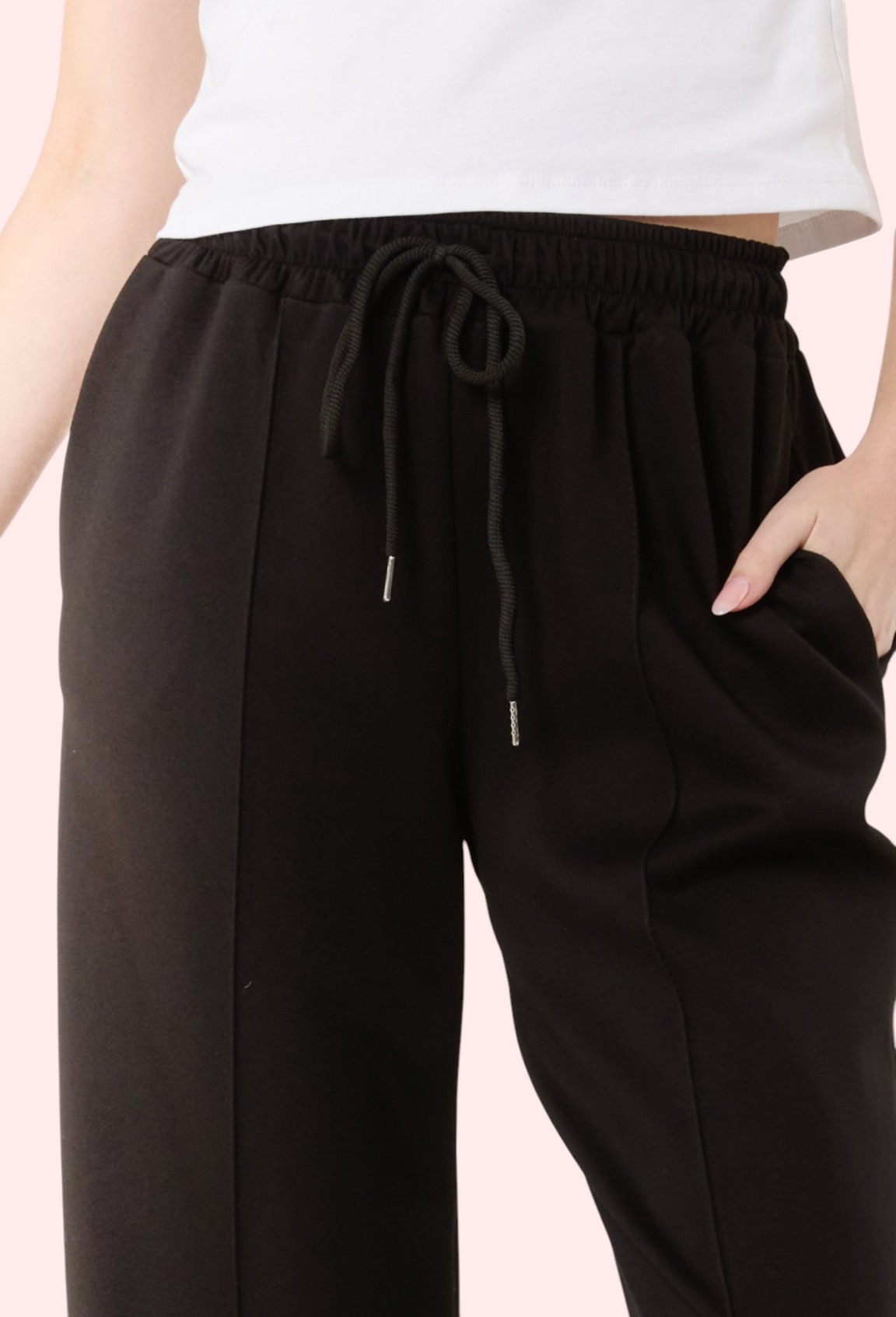 Soft wide leg trousers black