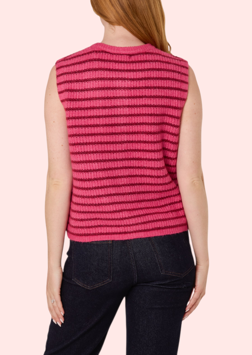 Berry stripe knit vest