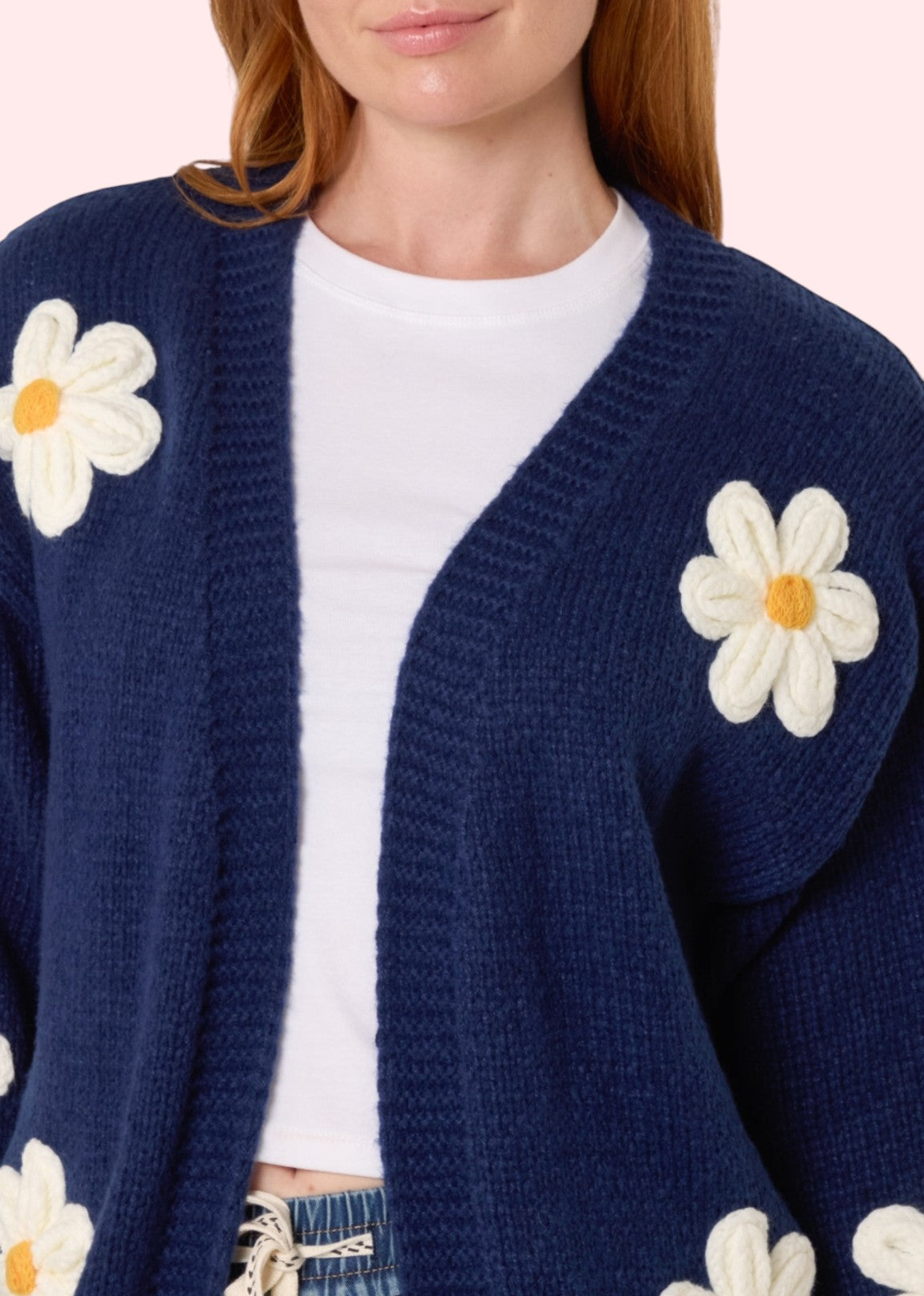 Bella navy daisy cardigan