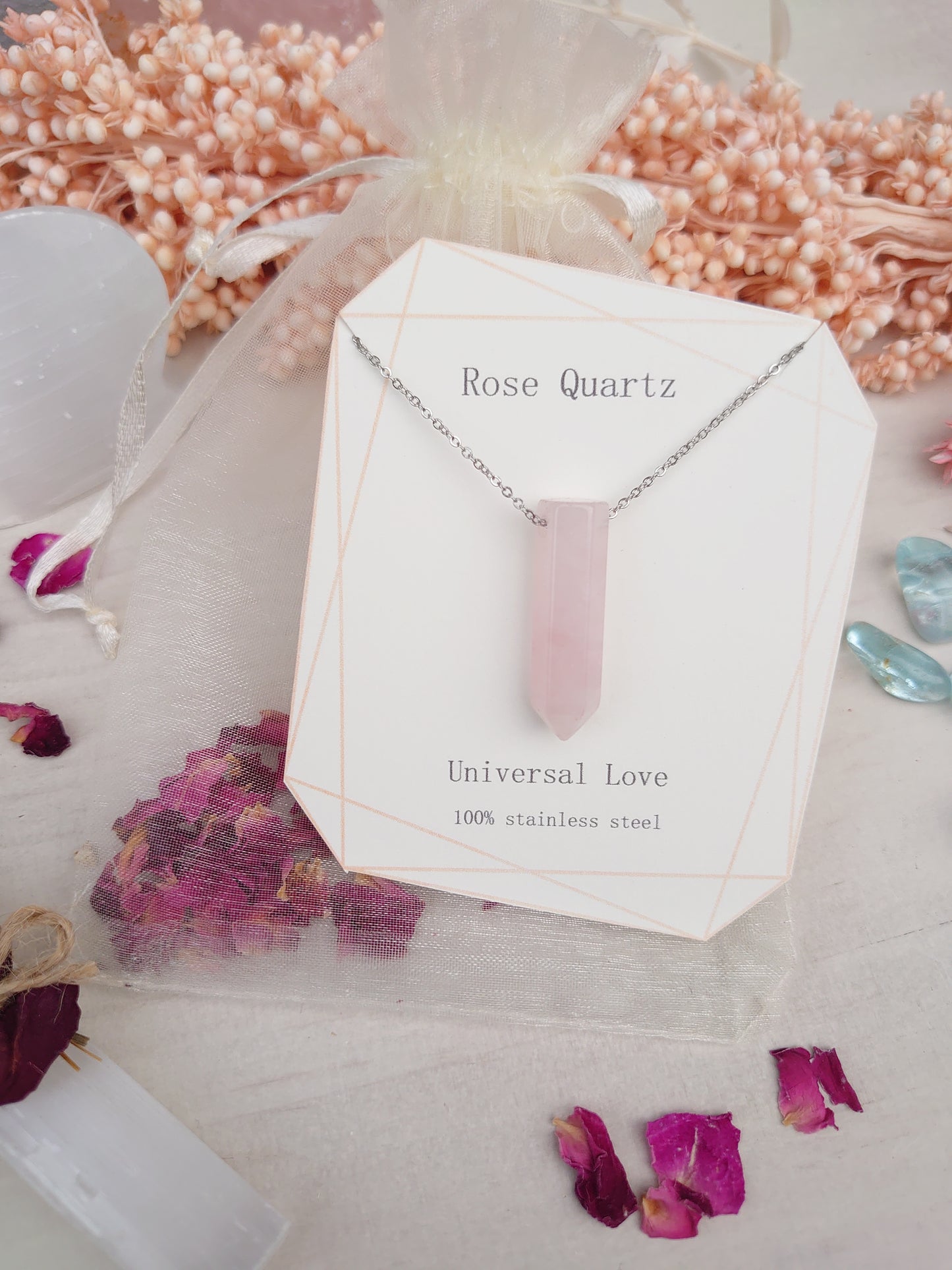 Rose Quartz point pendant