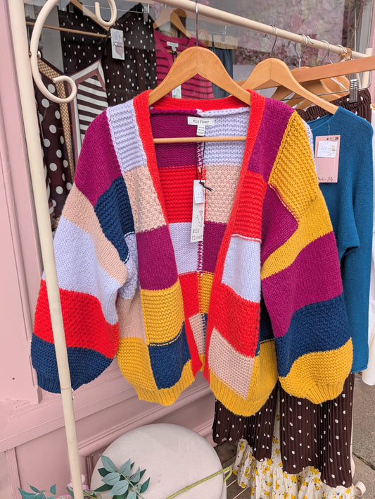 Colour pop patchwork cardigan