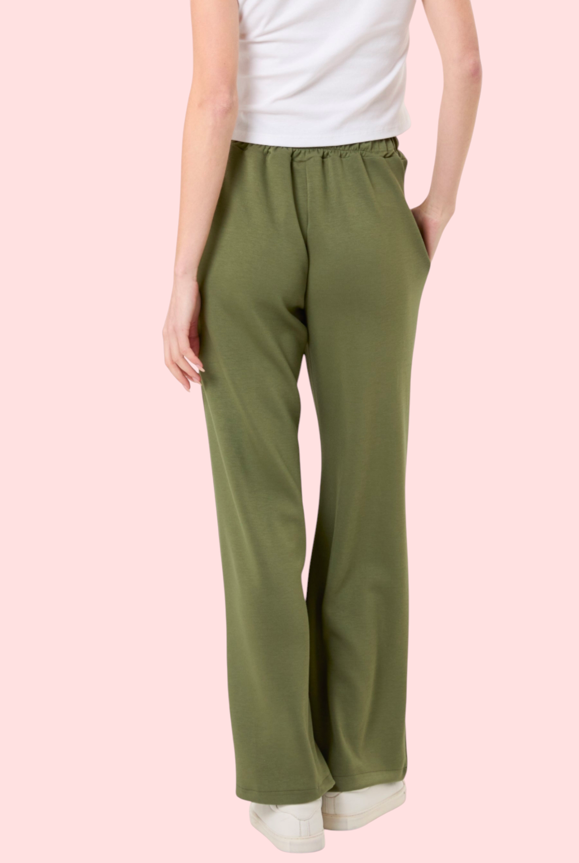 Soft wide leg trousers deep olive