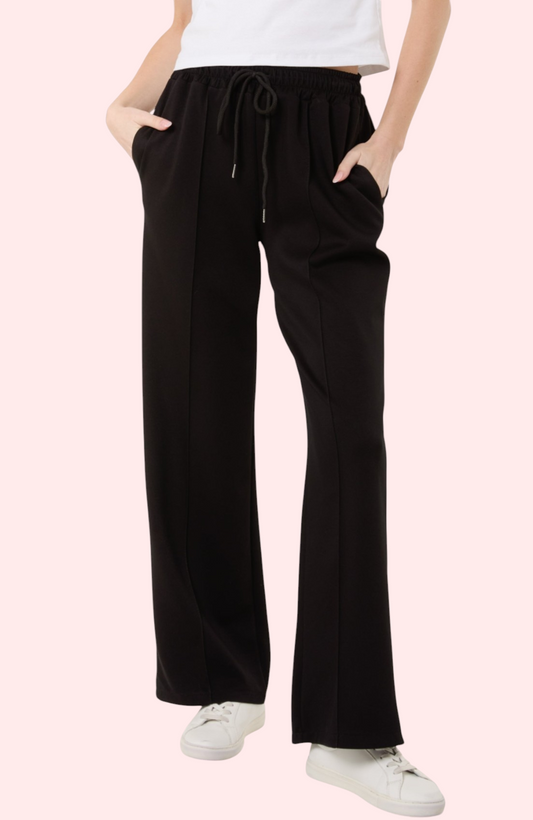 Soft wide leg trousers black