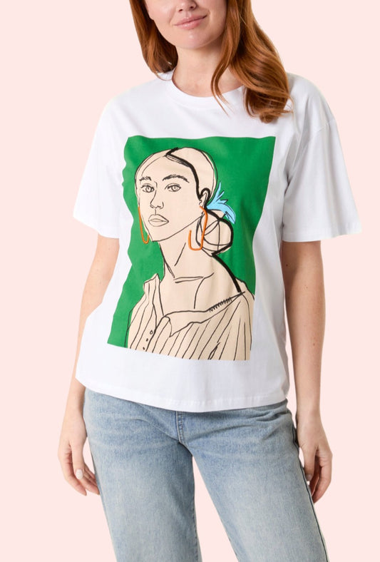 Green print tee