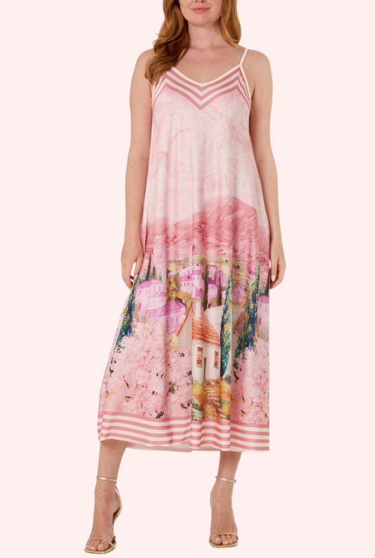 Italian landscape dress blush