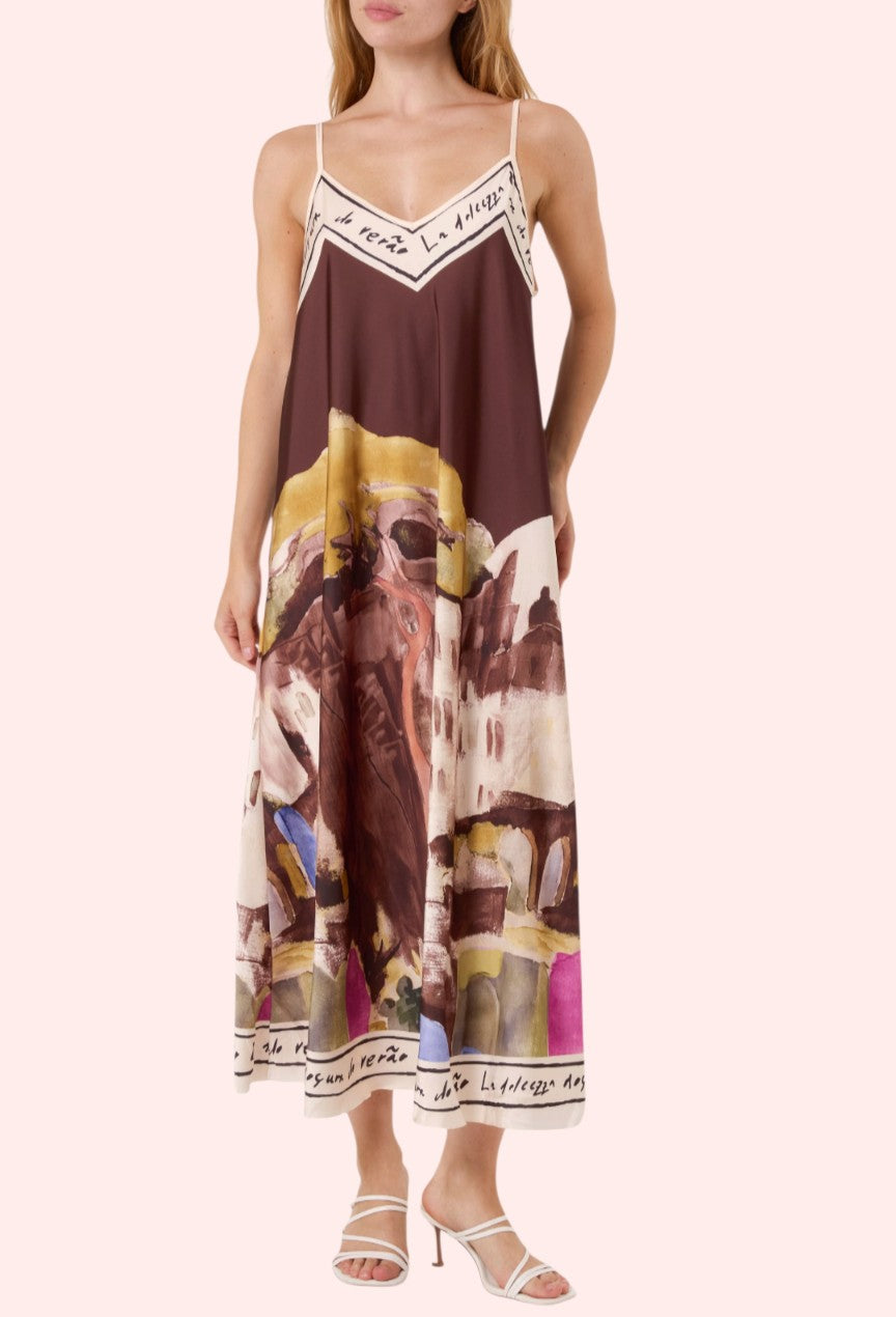 Italian landscape dress chocolate