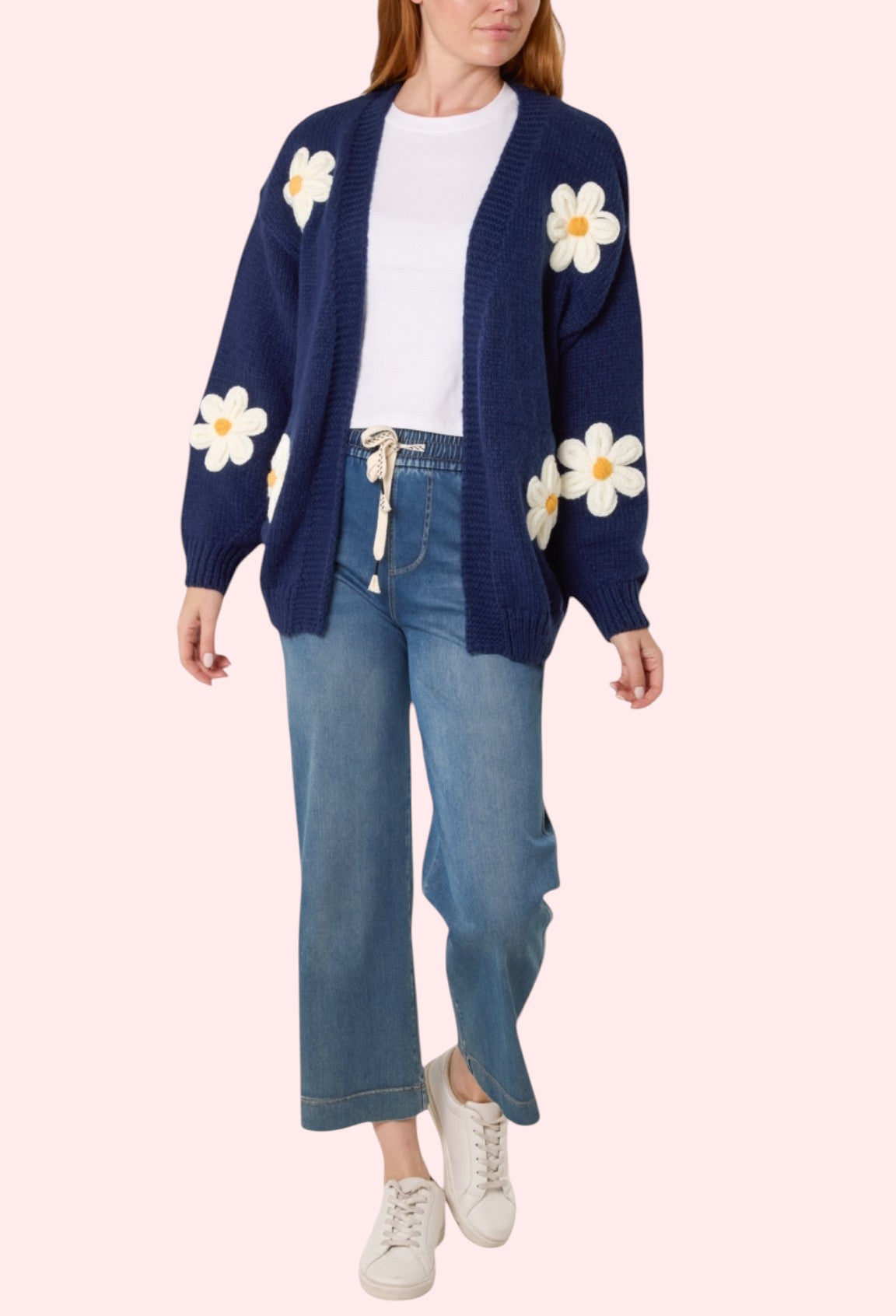 Bella navy daisy cardigan