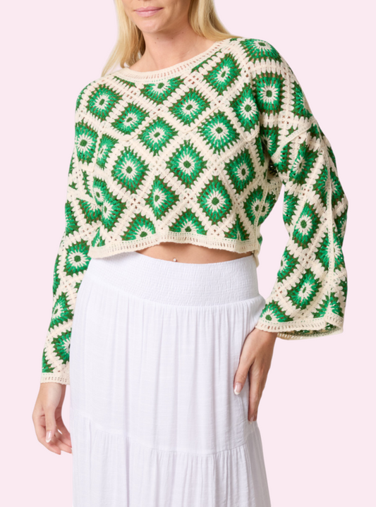 Green crochet top