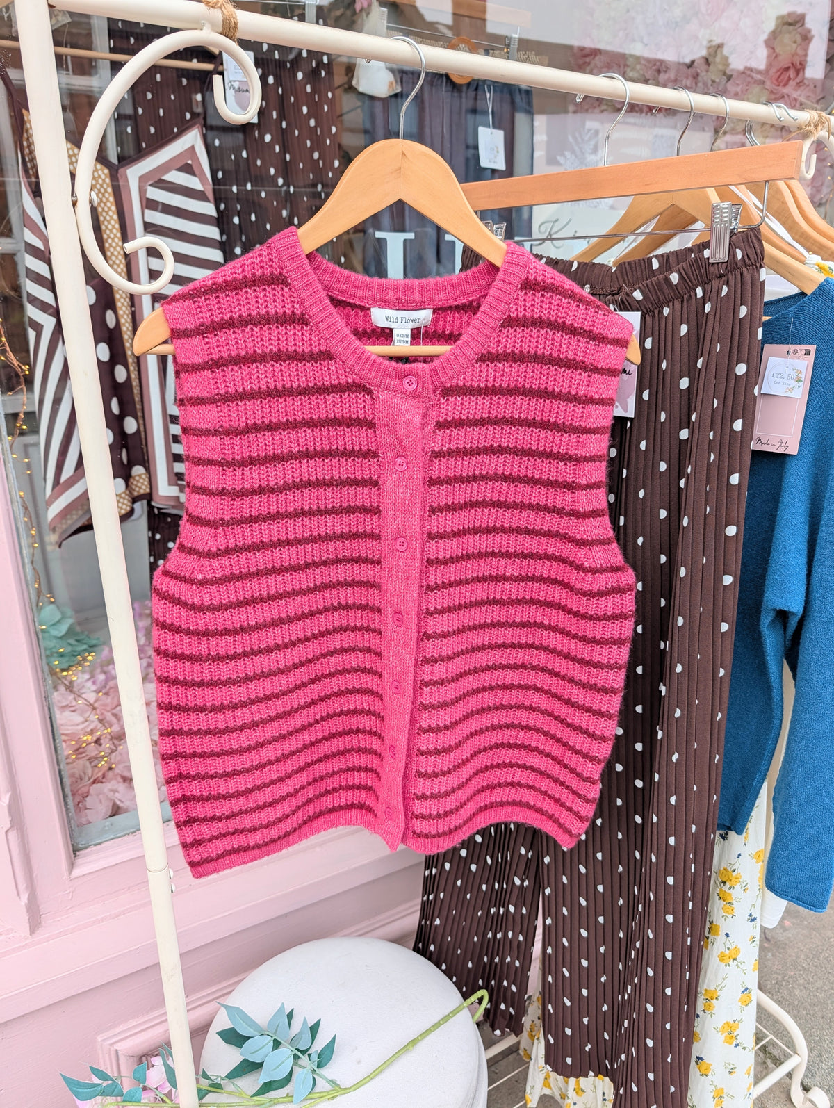 Berry stripe knit vest