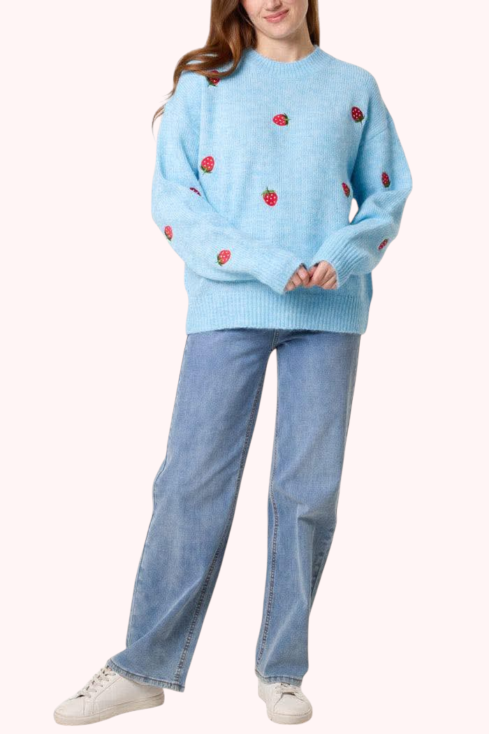 Embroidered strawberry jumper