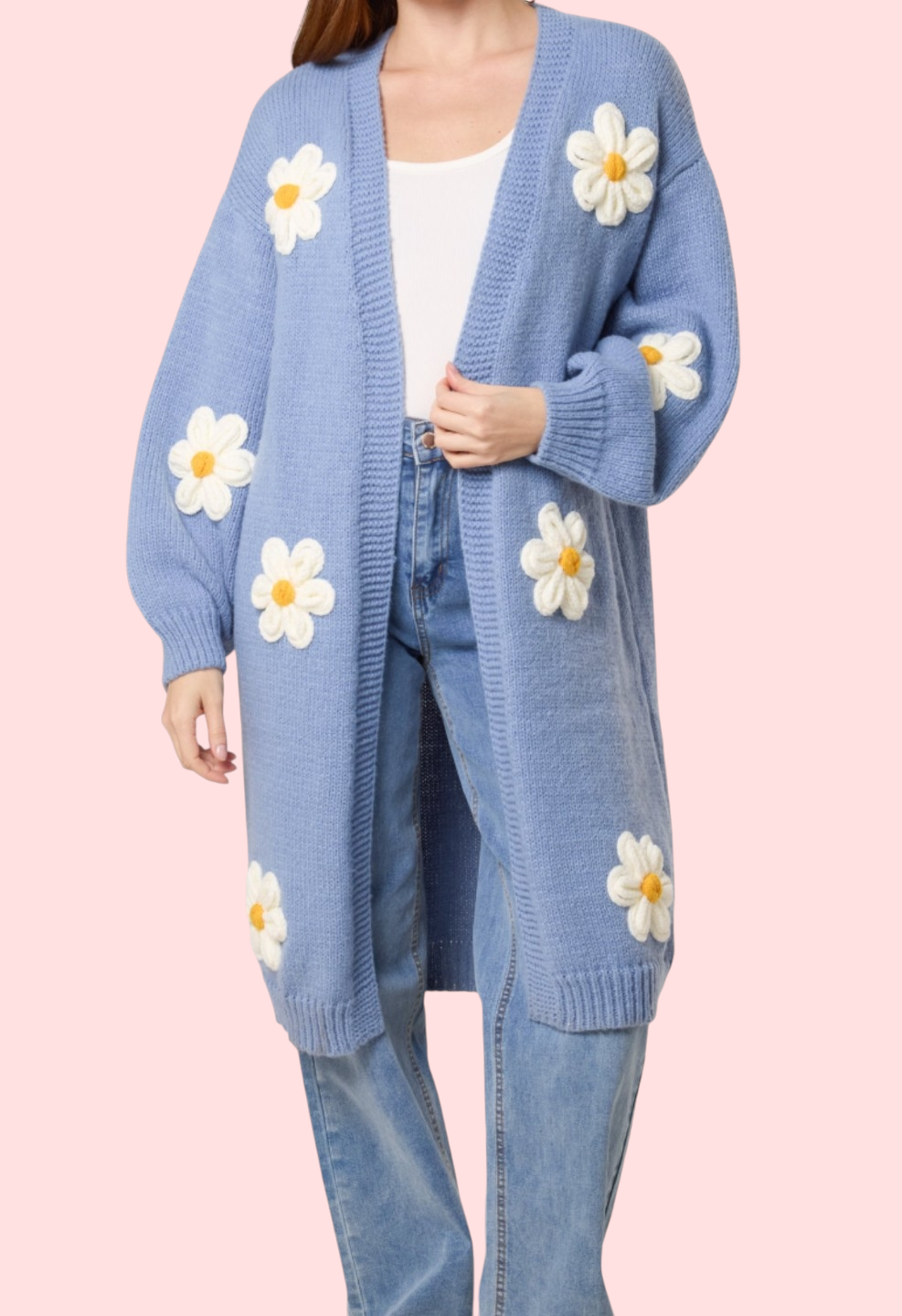 Etta longline daisy cardigan