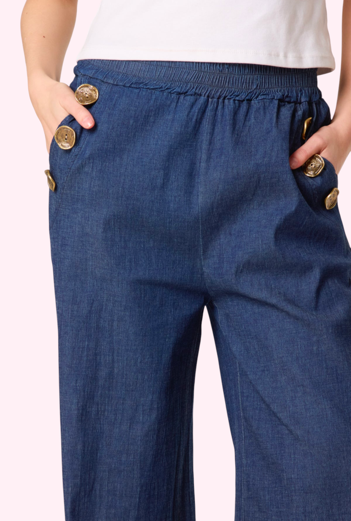 Cotton deep denim look trousers