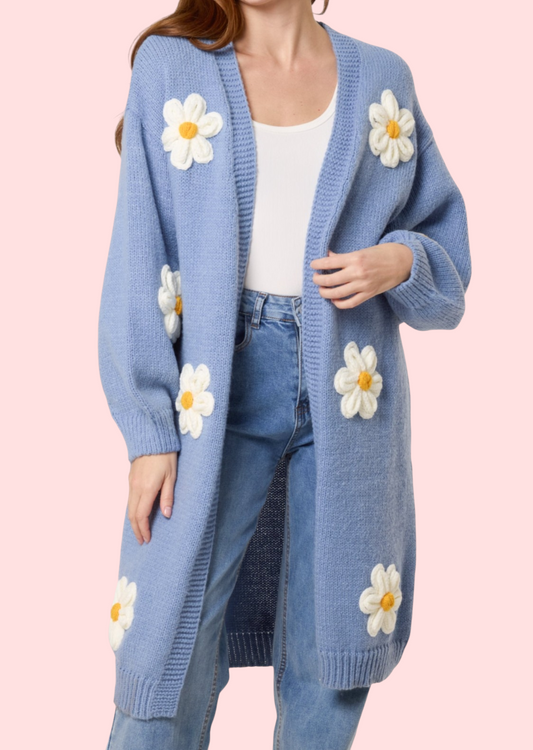 Etta longline daisy cardigan