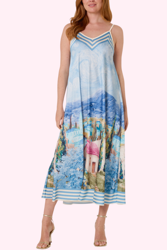Italian landscape dress blue
