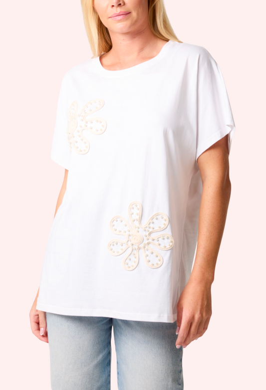 Embellished pearl t-shirt