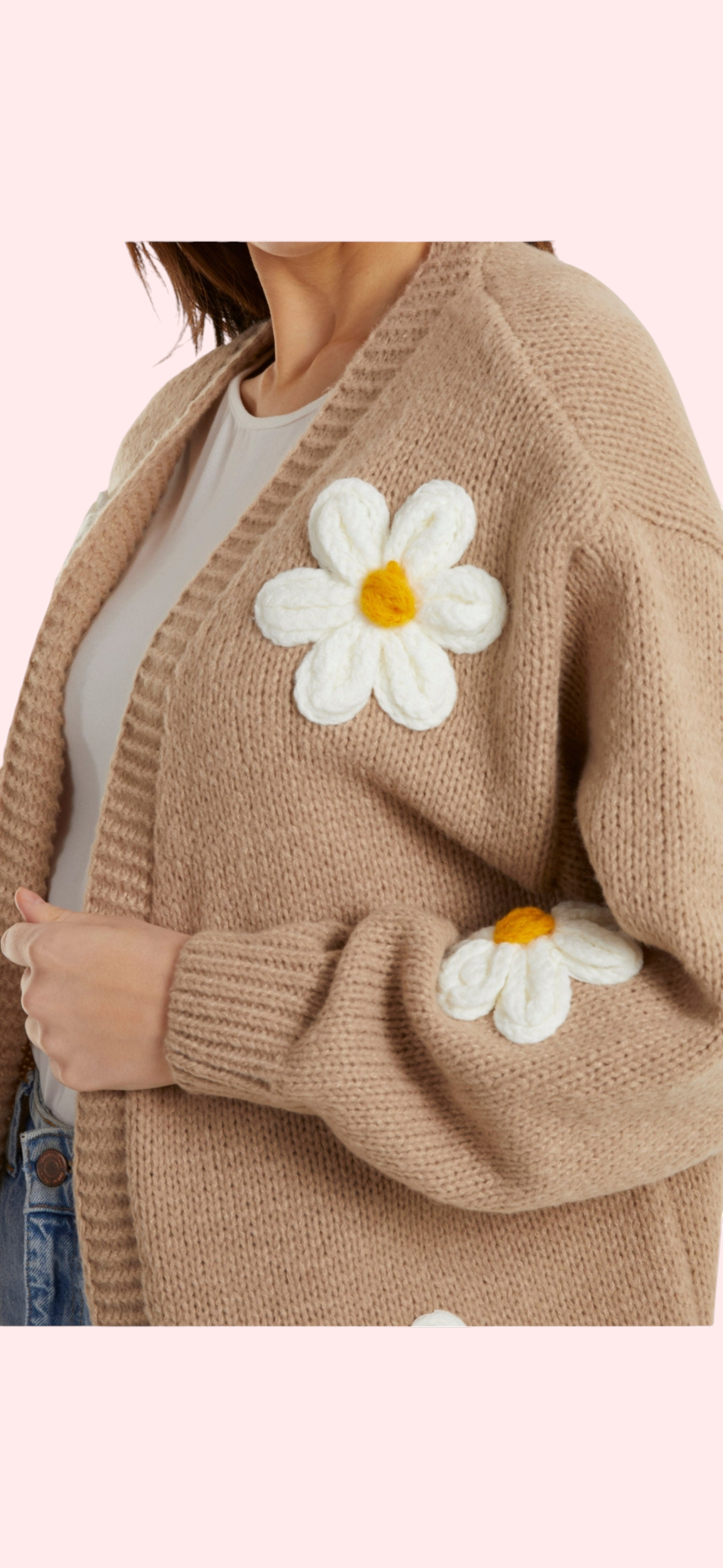 Beige daisy cardigan