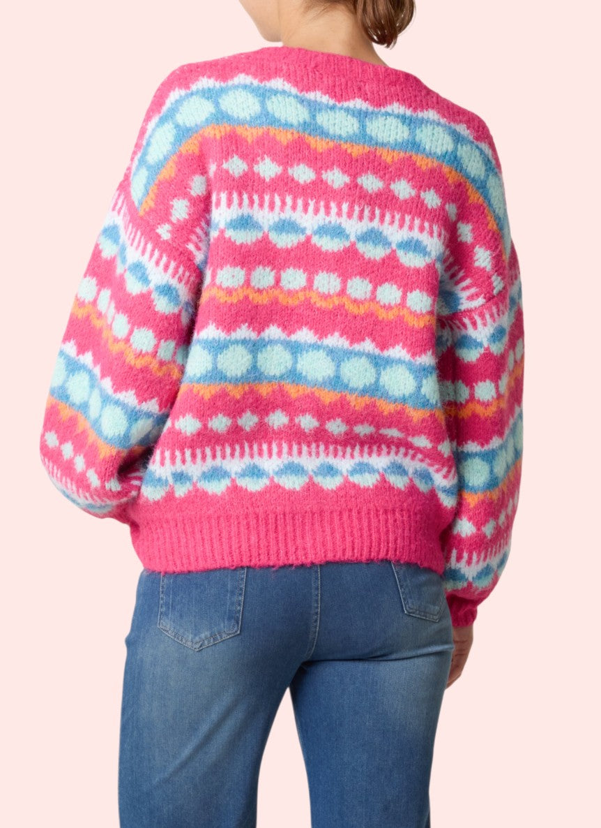 Pink ski style cardigan