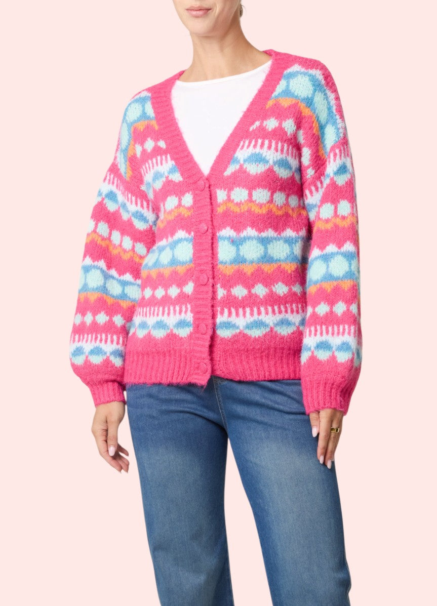 Pink ski style cardigan