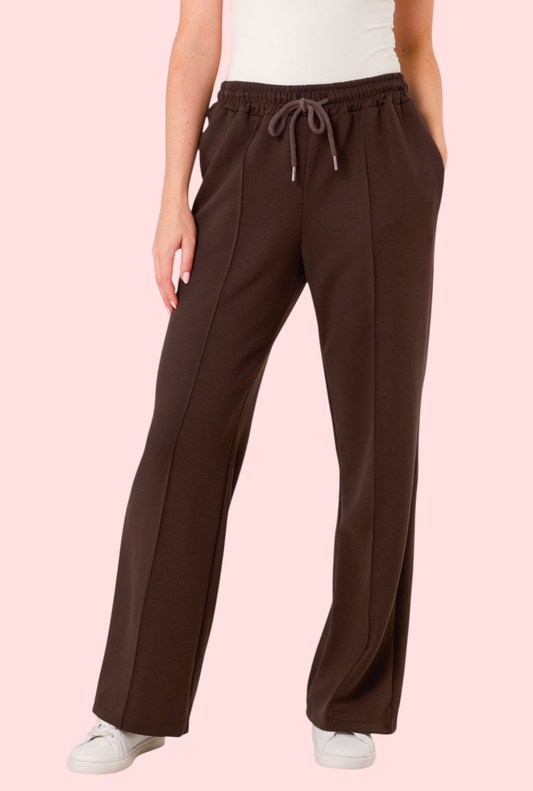 Soft wide leg trousers chocolate