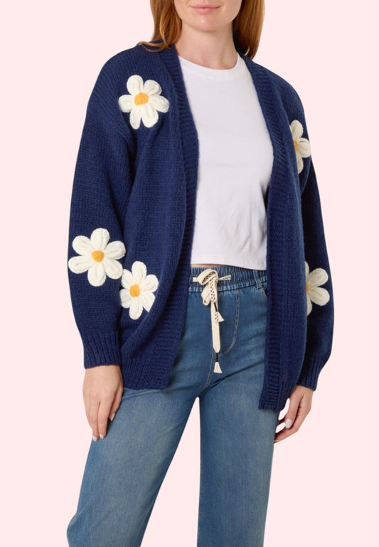 Navy daisy cardigan