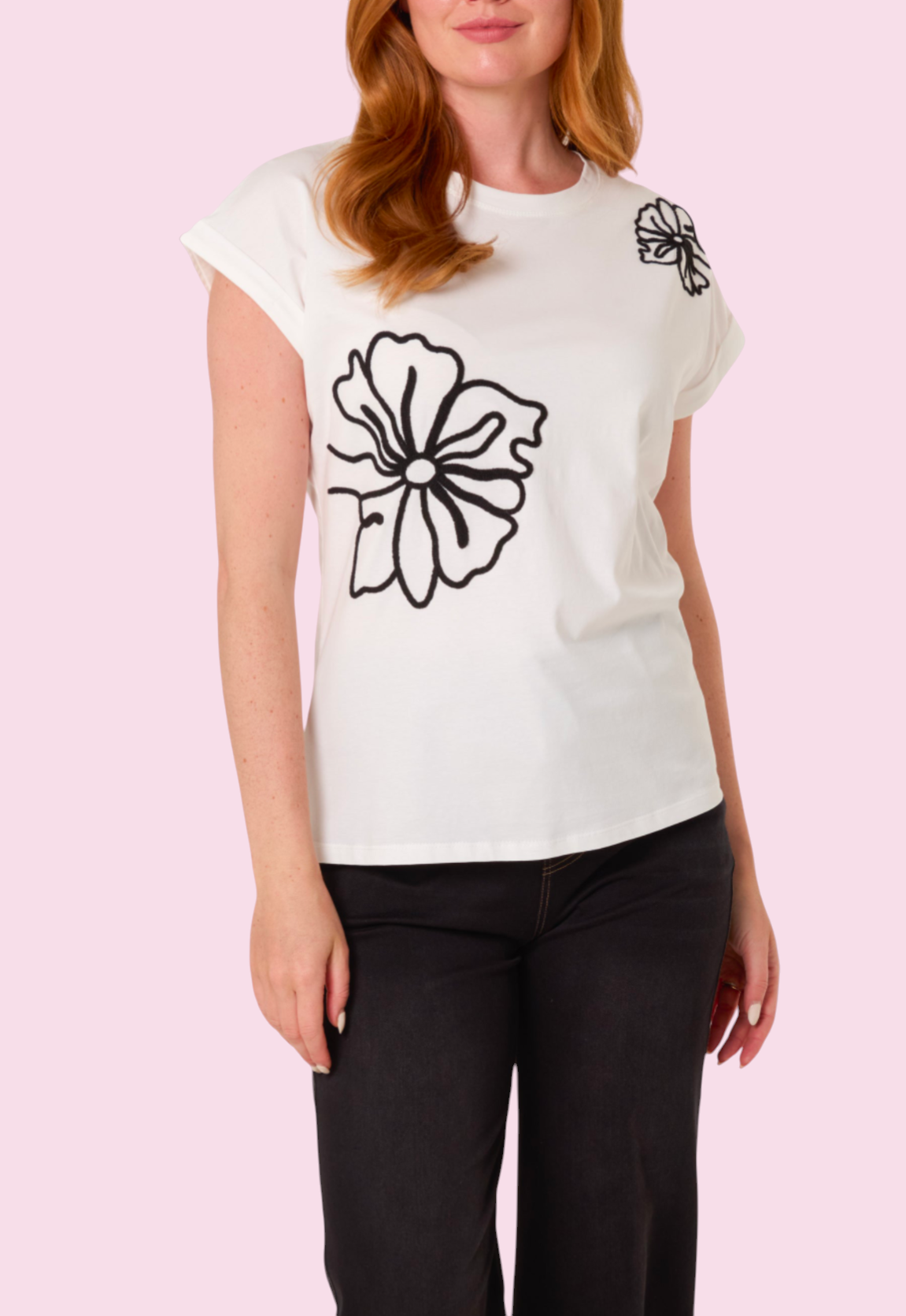 Contrast t-shirt ivory