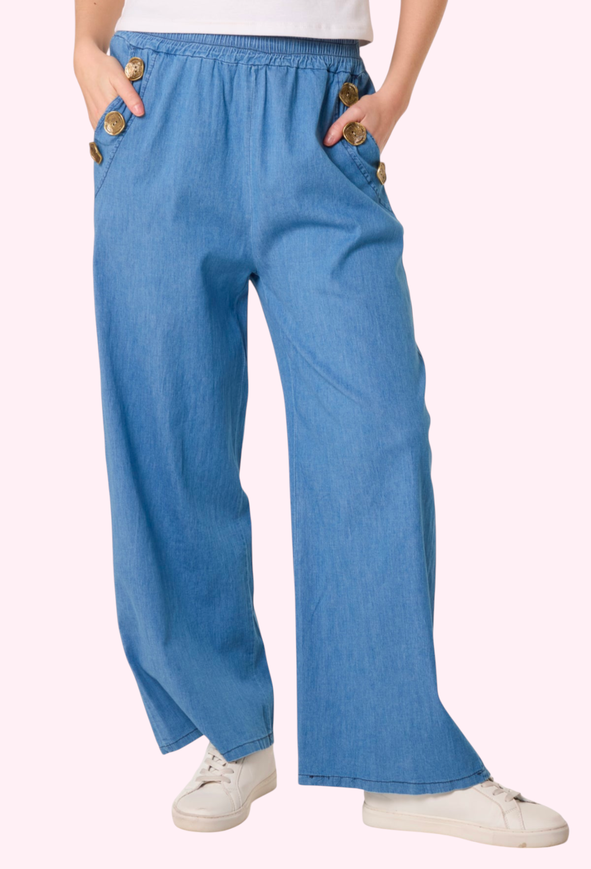 Cotton denim look trousers
