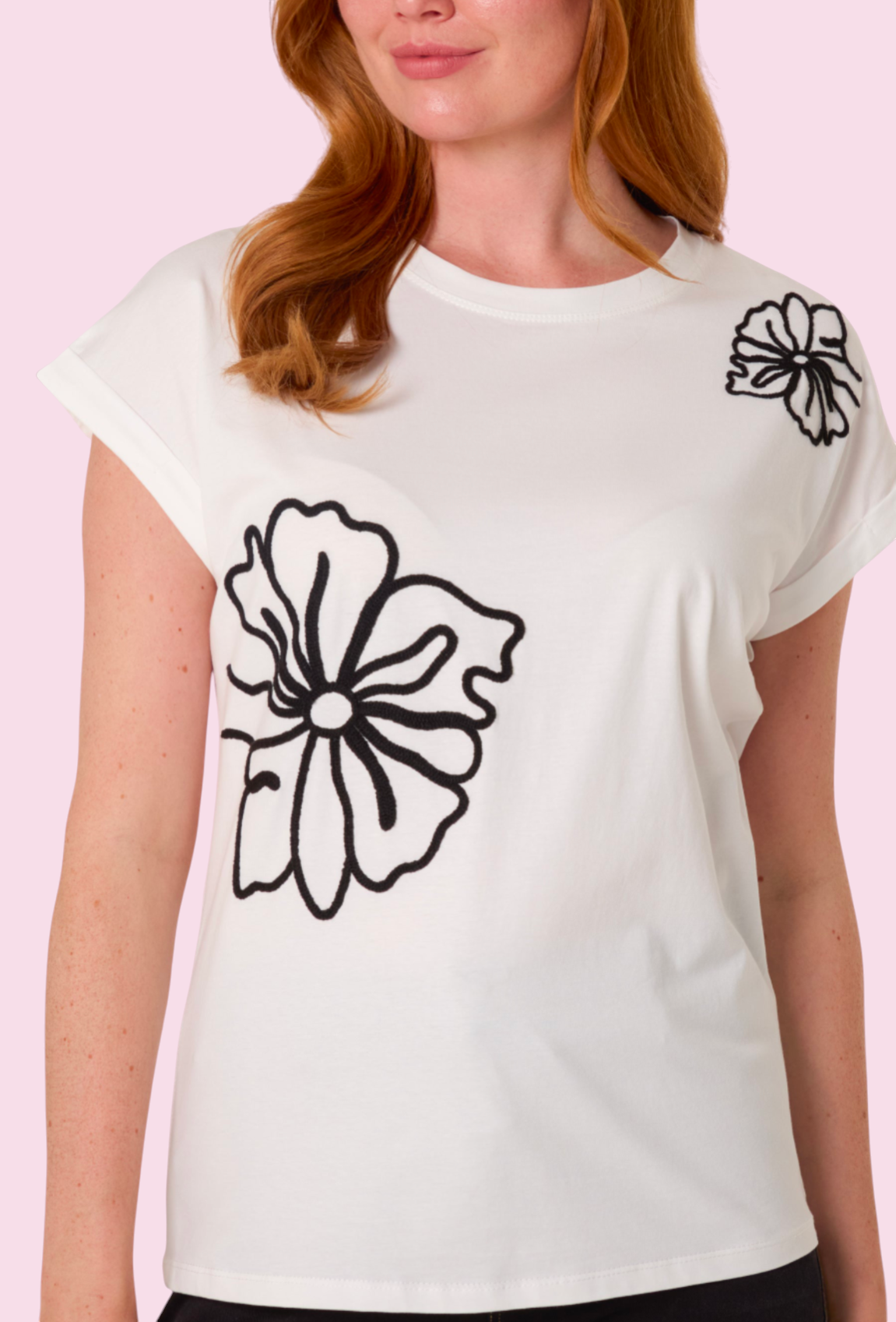Contrast t-shirt ivory