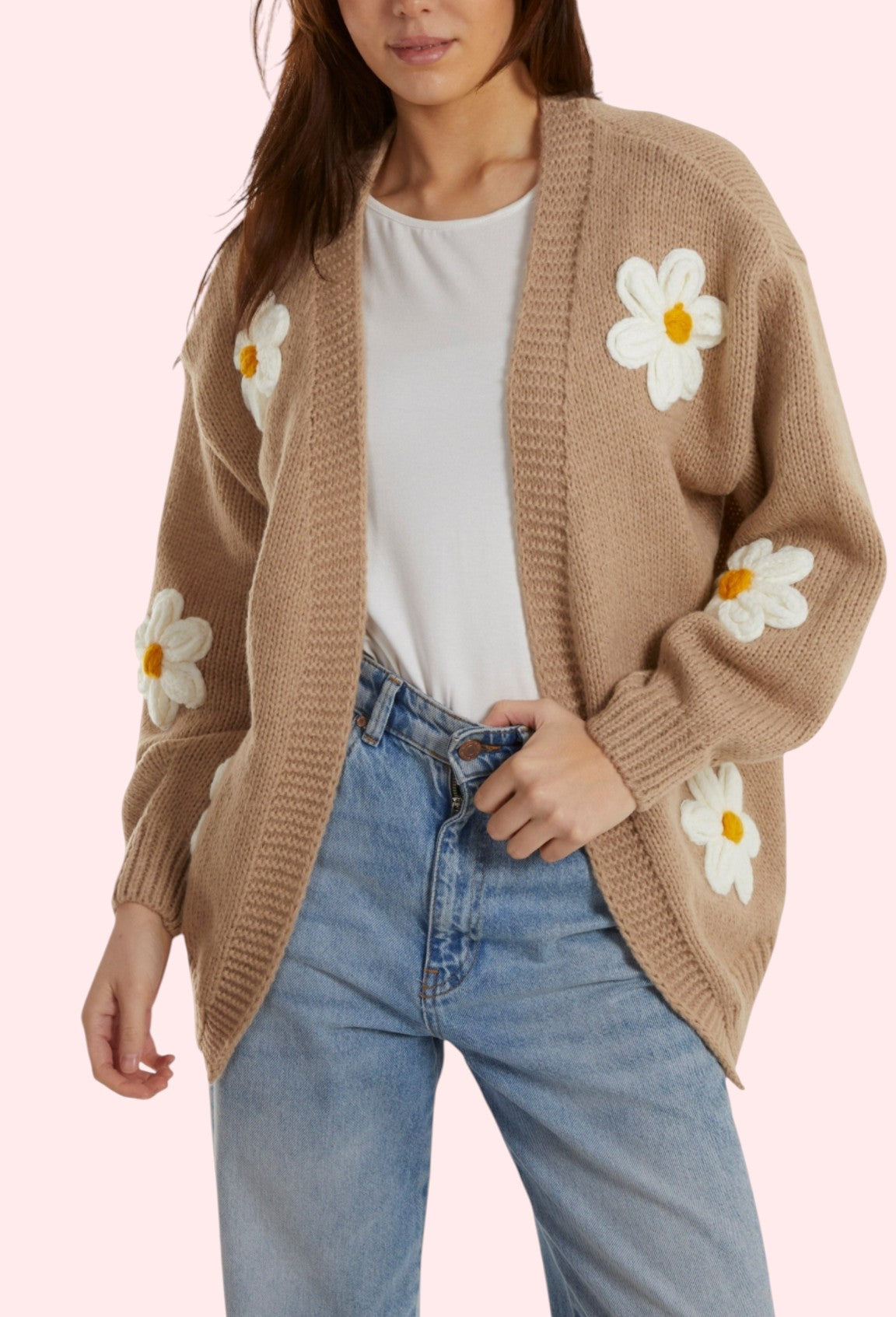 Beige daisy cardigan