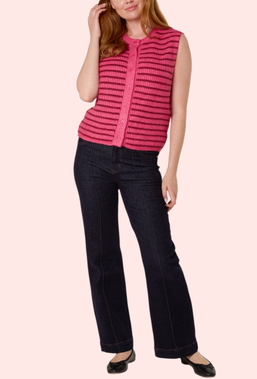 Berry stripe knit vest