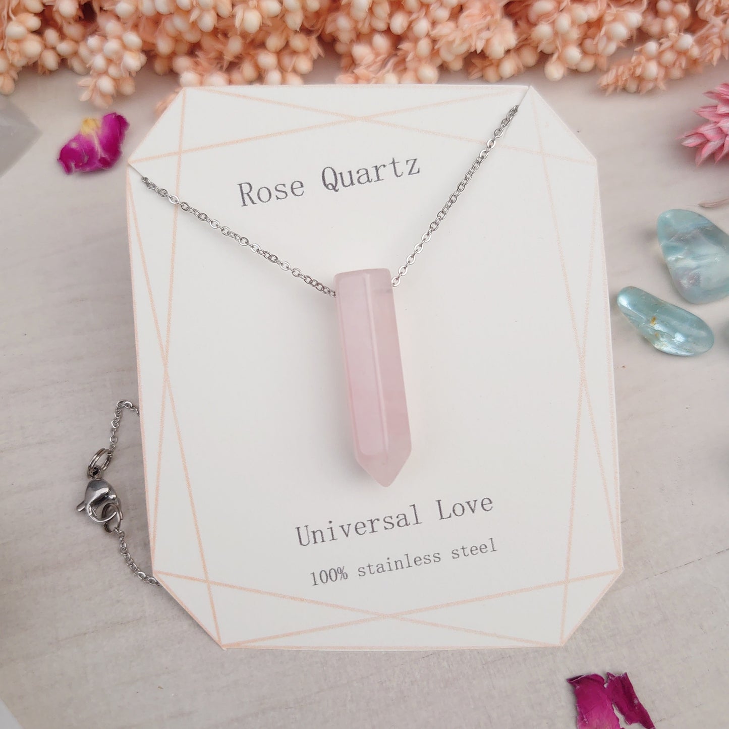 Rose Quartz point pendant