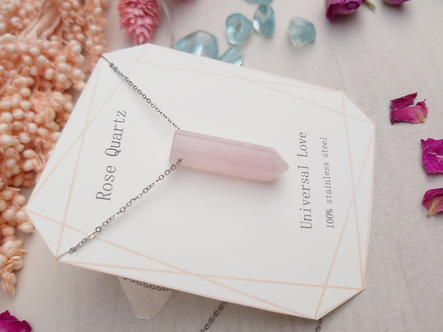 Rose Quartz point pendant