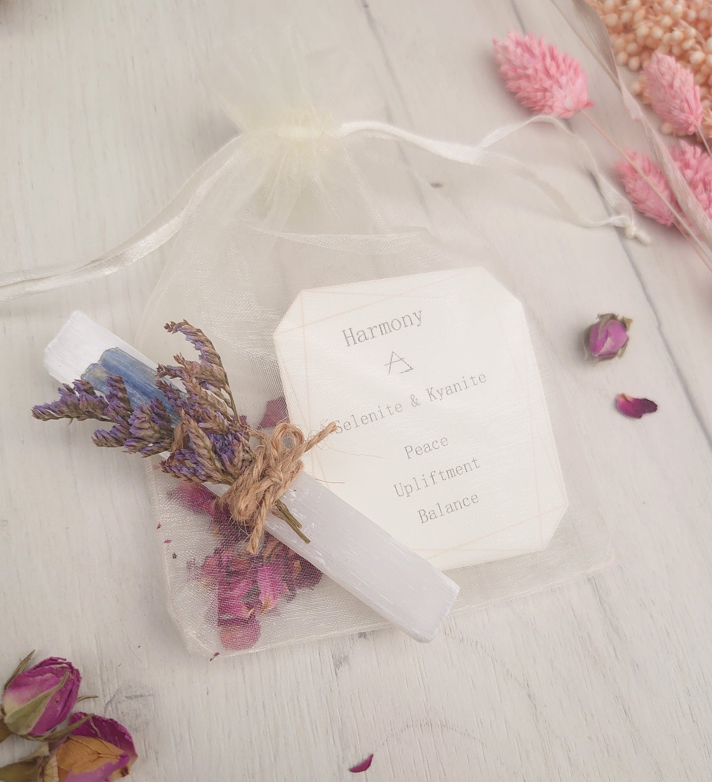 rough Selenite & Kyanite wand