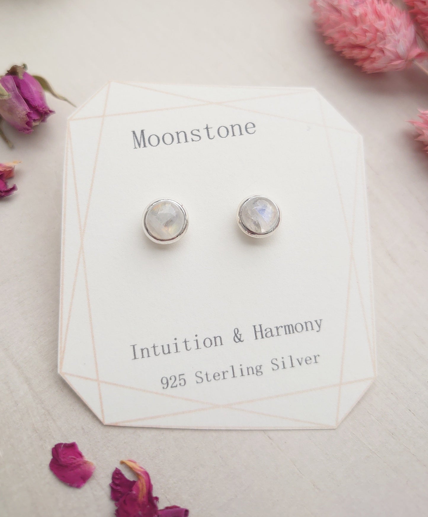 Selene Moonstone stud earrings