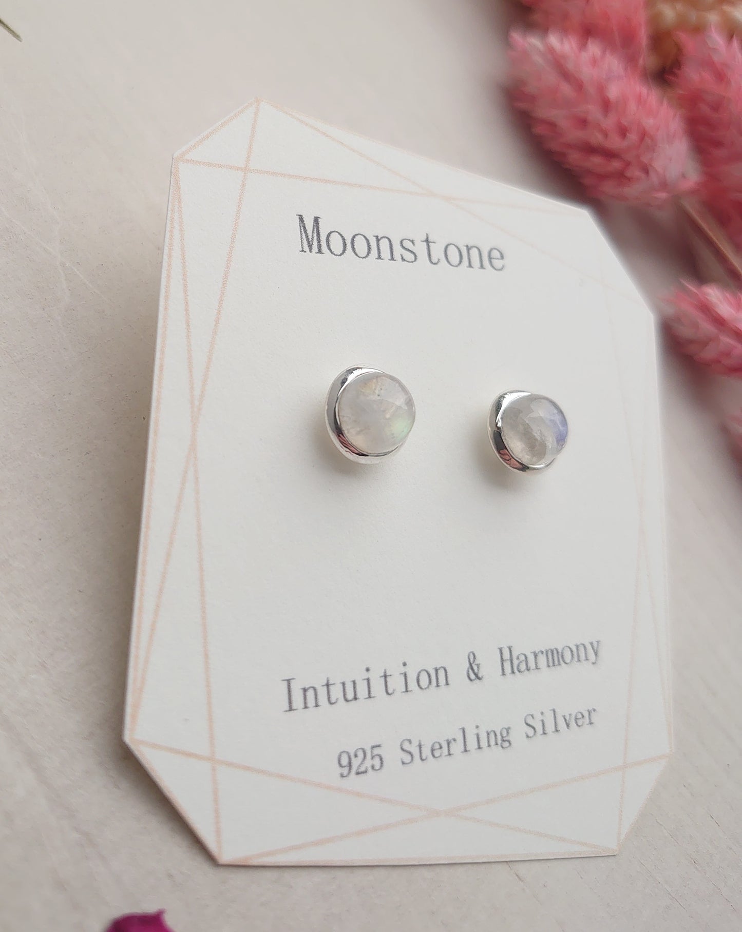 Selene Moonstone stud earrings