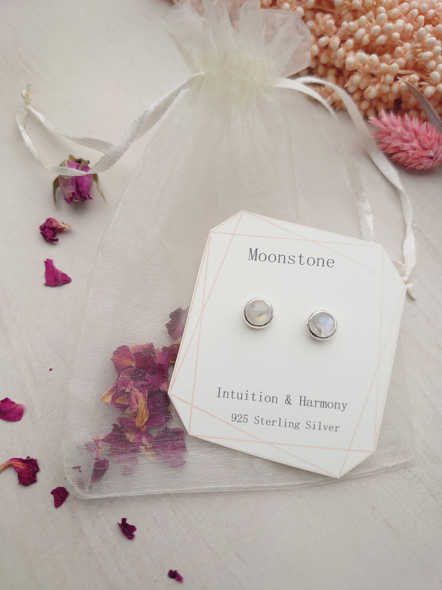 Selene Moonstone stud earrings
