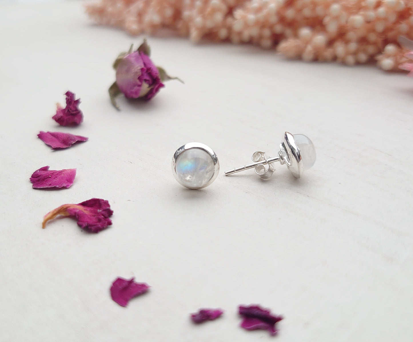 Selene Moonstone stud earrings