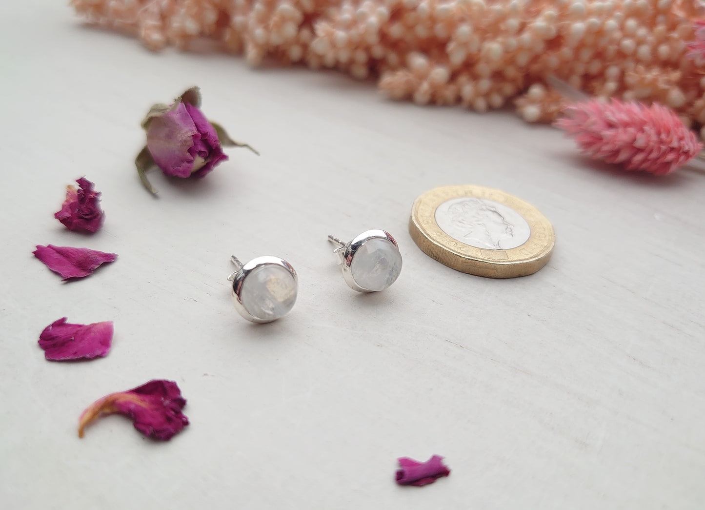 Selene Moonstone stud earrings