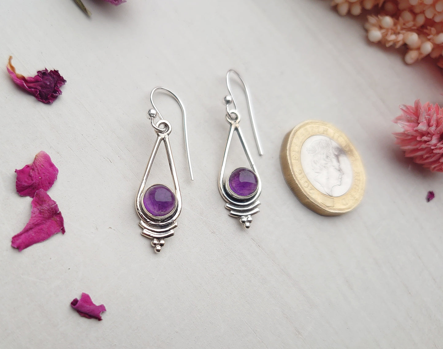 Amethyst drop earrings